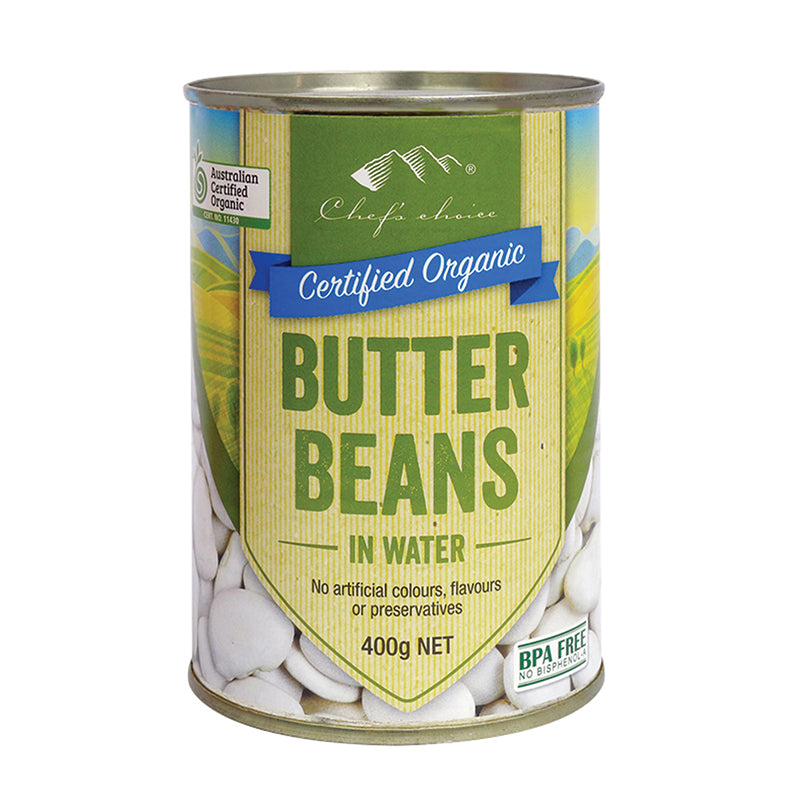 Organic butter beans in water