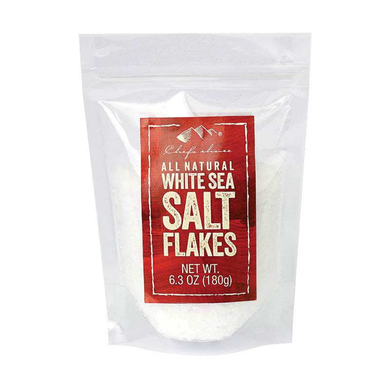 White salt flakes premium sea salt