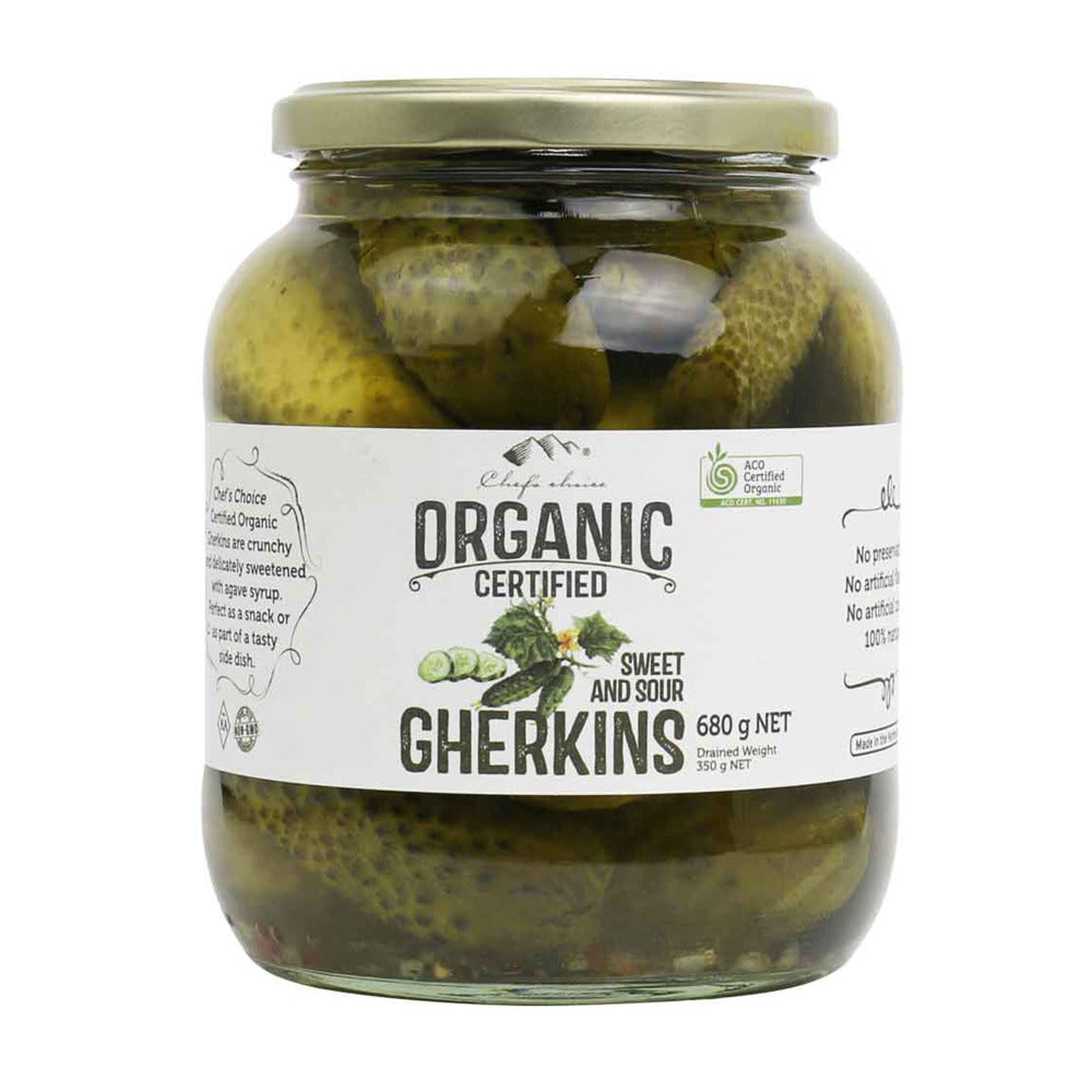 Organic gherkins sweet & sour