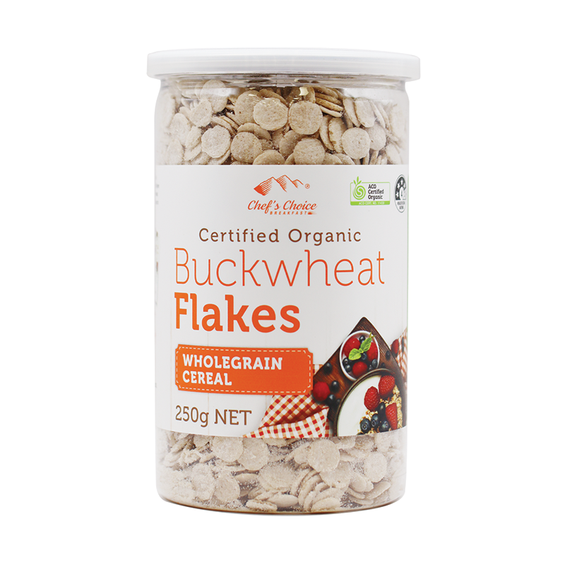 Organic buckwheat flakes with grain