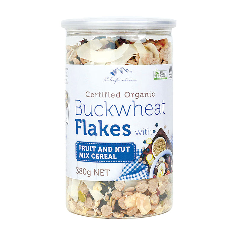 Organic buckwheat flakes with fruits and nuts