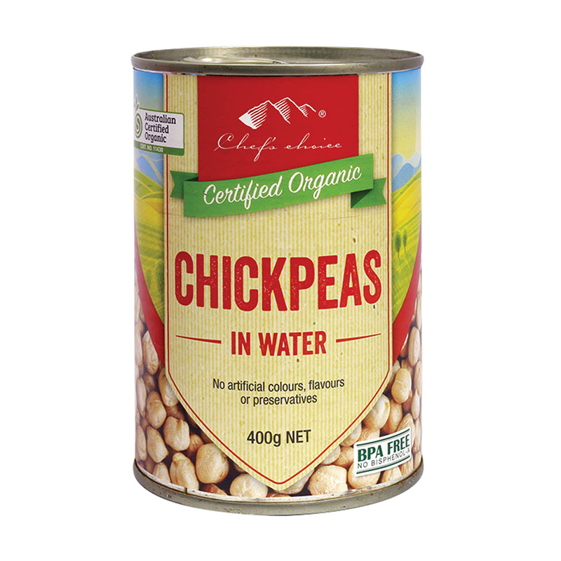 Organic chickpeas in water