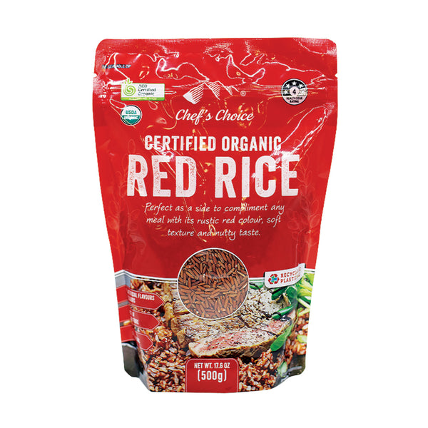 Organic red rice grains
