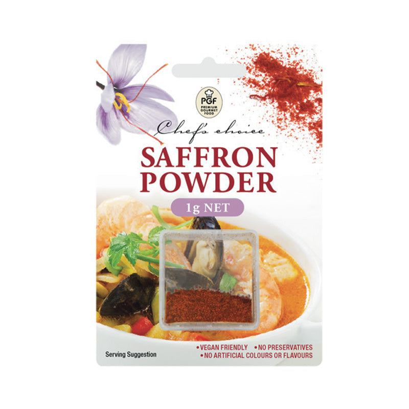 Saffron powder on card in 1g packs
