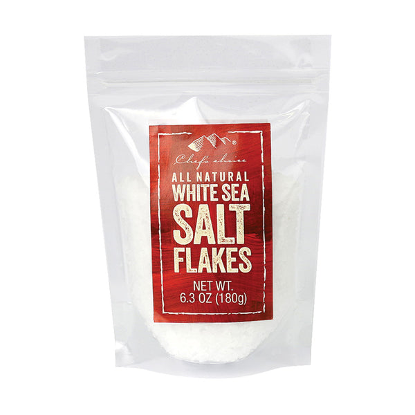 White salt flakes premium sea salt